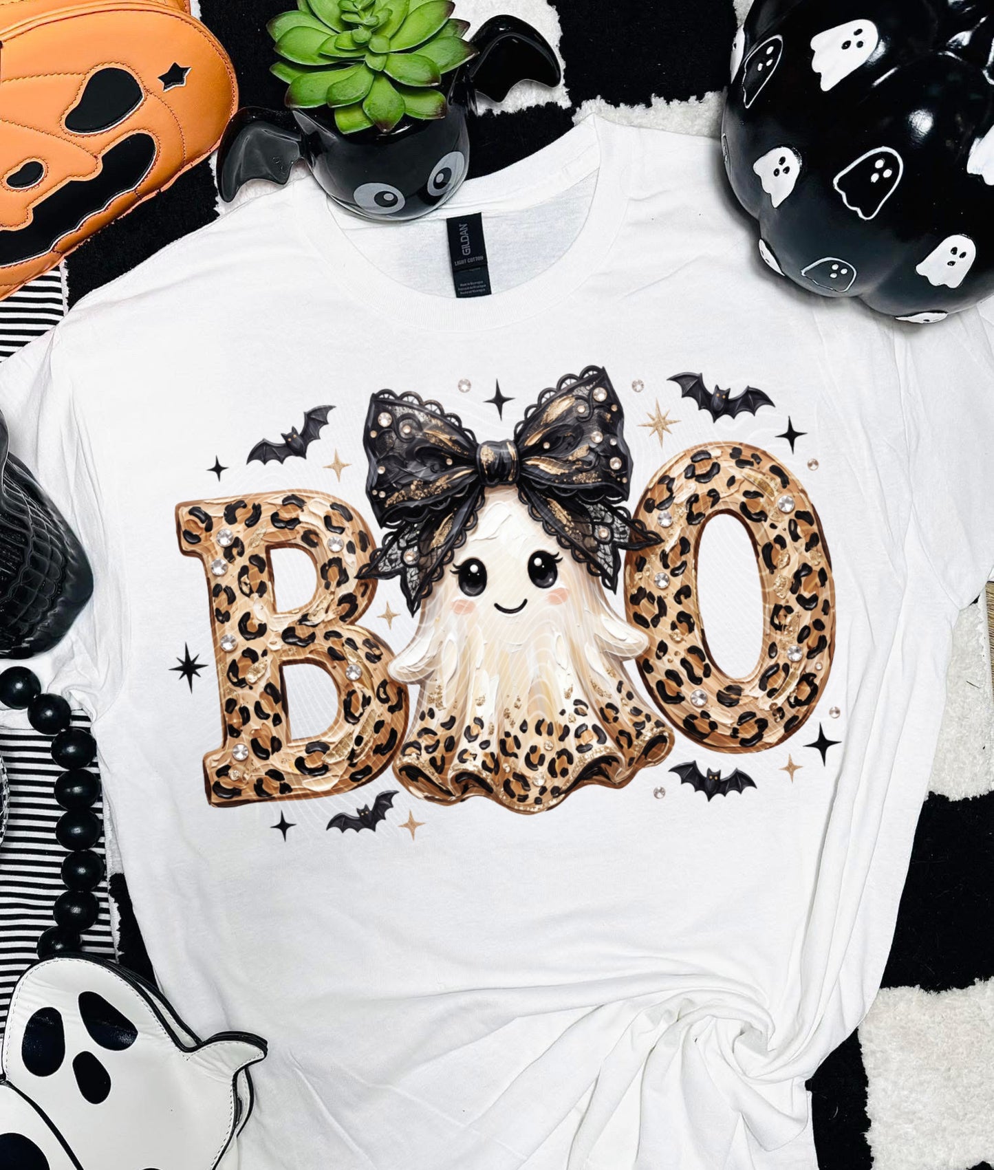 Coquette Leopard Boo Ghost DTF Print