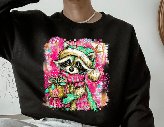 Christmas Raccoon DTF Print