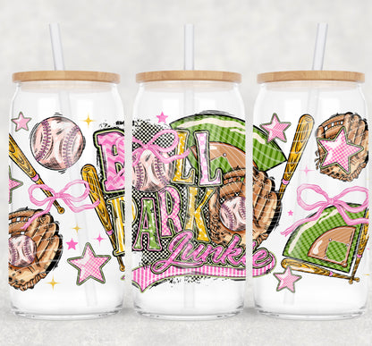 Ball Park Junkie 16 oz Glass Can Wraps