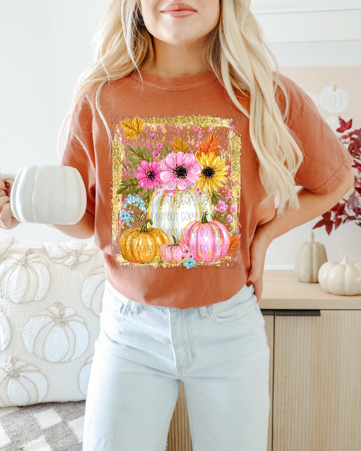 Fall Floral Pumpkins DTF Print
