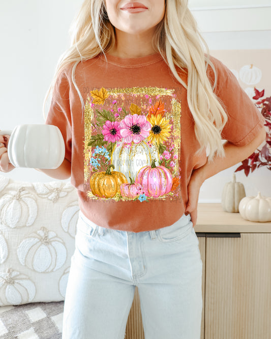 Fall Floral Pumpkins DTF Print