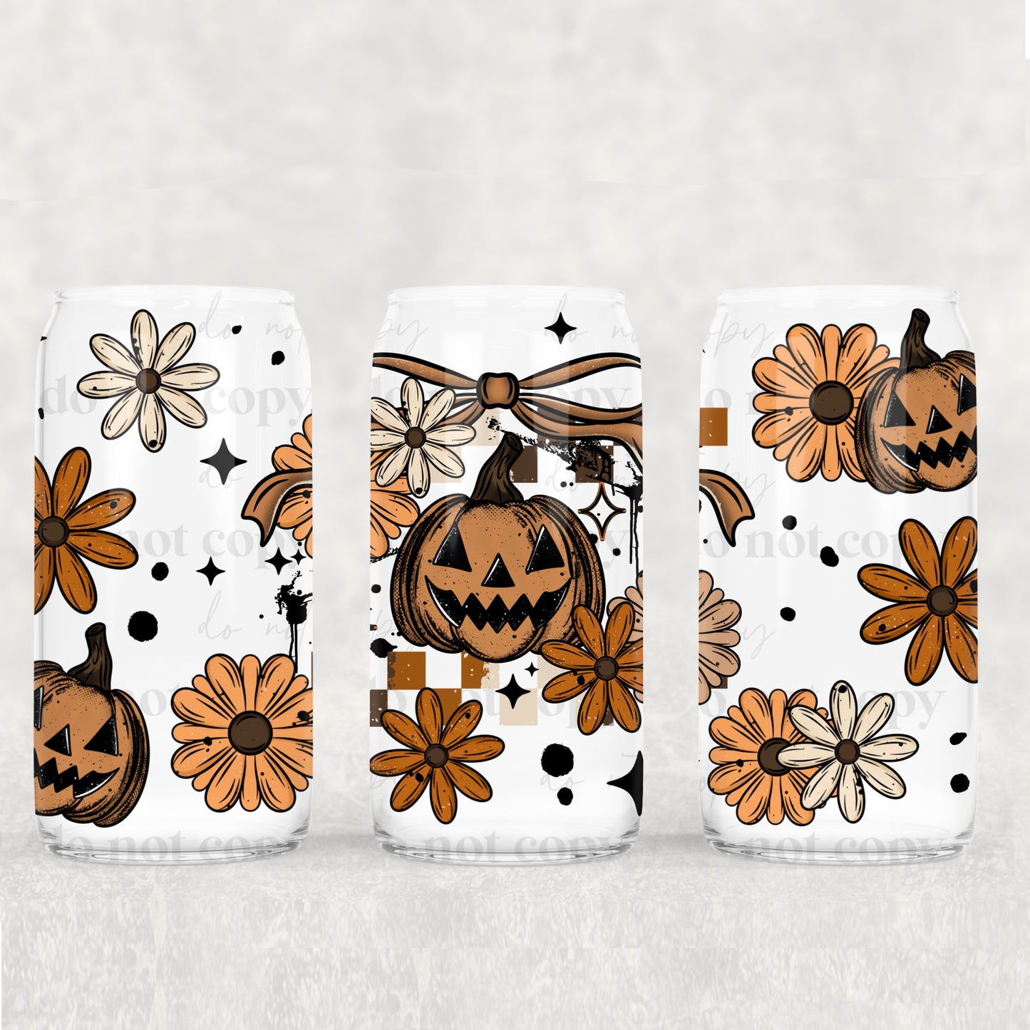 Pumpkin Florals 16 oz Glass Wraps