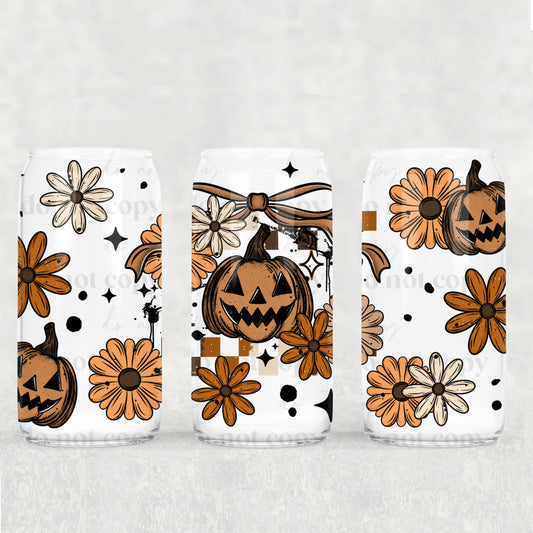 Pumpkin Florals 16 oz Glass Wraps