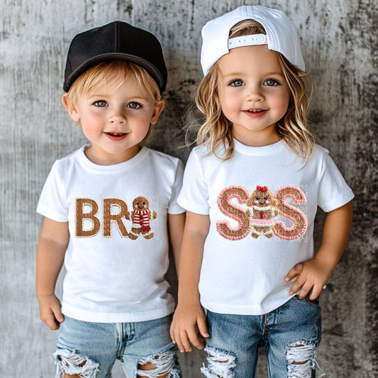 Sis Gingerbread Faux Embroidery DTF Print