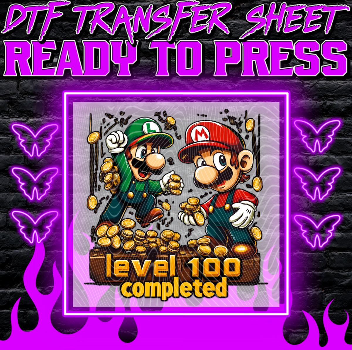 Level 100 Completed DTF Print