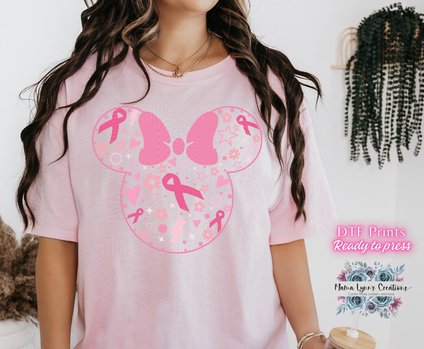 Pink Mouse Breast Cancer Awareness DTF Print