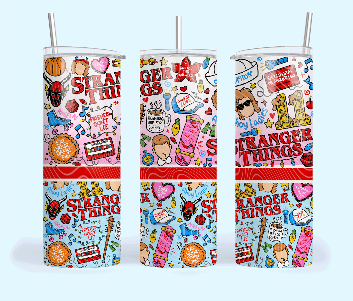 Stranger Things Doodle Collage Tumbler Wrap