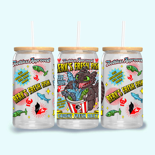 Berk’s Fresh Fish 16 oz Glass Can Wraps