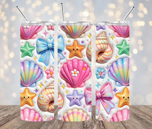 3D Ocean Sea Shells Tumbler Wrap