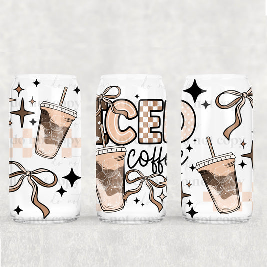 Iced Coffee Neutral Style 16 oz Glass Wraps
