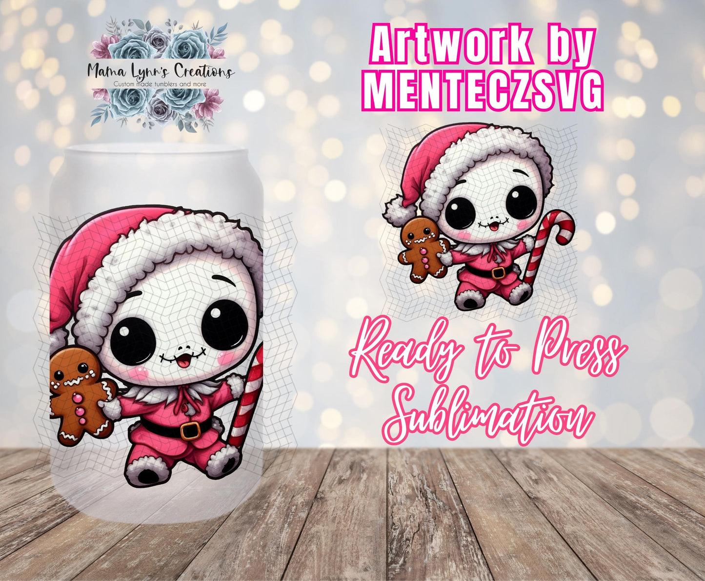 Chibi Baby Santa Jack, Christmas 16 oz Glass Can prints