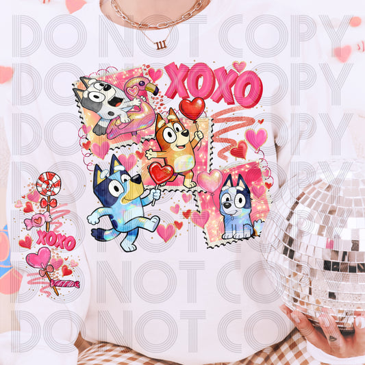 XOXO Blue Family Stamps DTF Prints