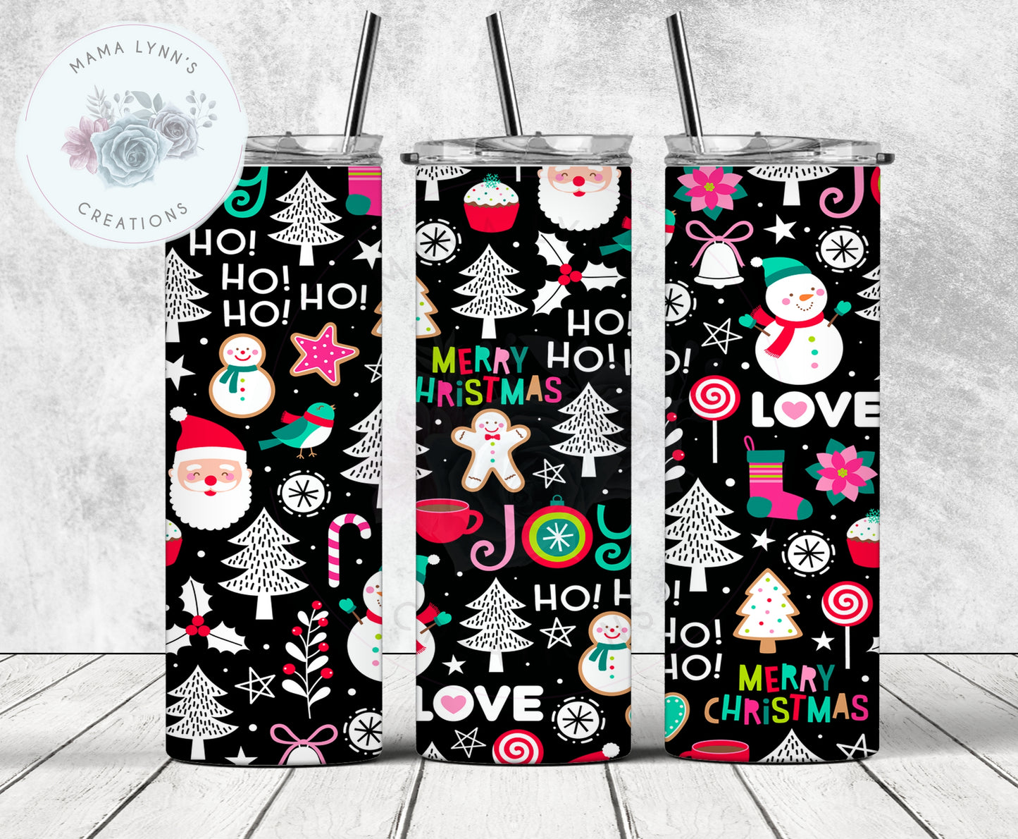 Christmas Sayings Black and Pink