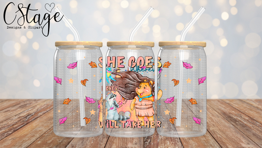 She Goes Wherever Honey Will Take Her 16 oz Glass Can Wraps