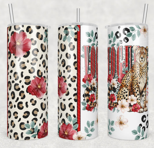 Vogue Floral Cheetah Tumbler Wrap