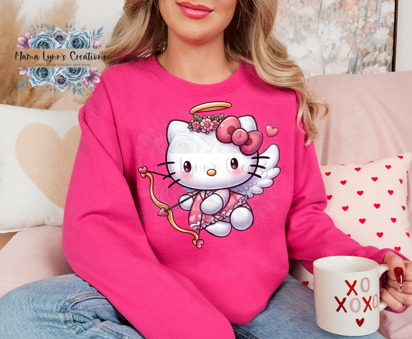 Pink Cupid Kitty Valentine Htv Transfer