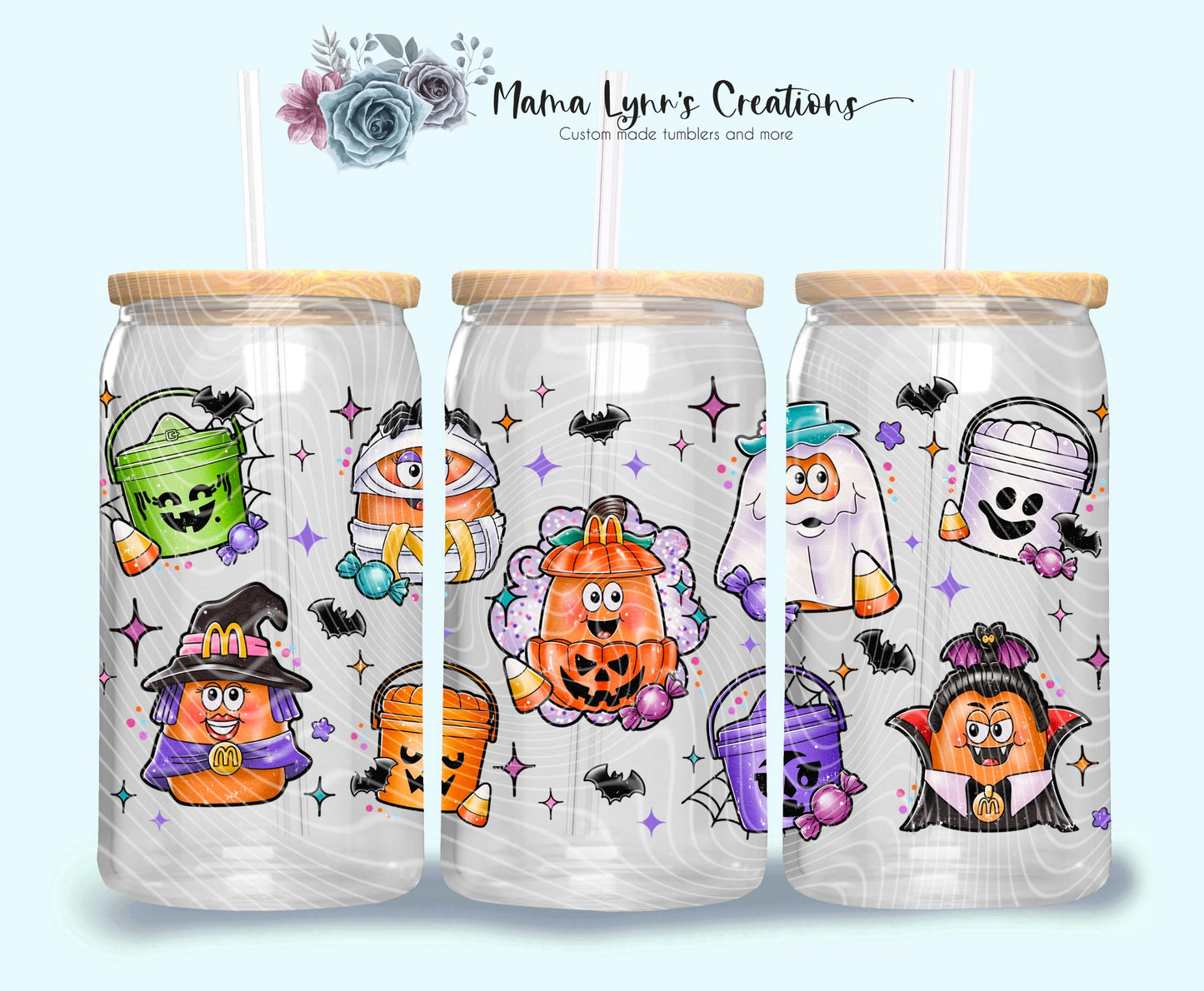 Halloween Chicky Nuggets 16 oz Glass Can Wrap