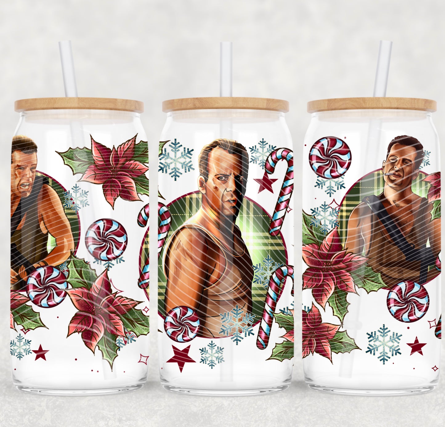 Die Hard Christmas 16 oz Glass Can Wrap