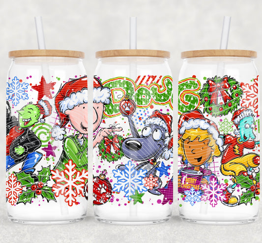 Doug 90’s Christmas 16 oz Glass Wrap