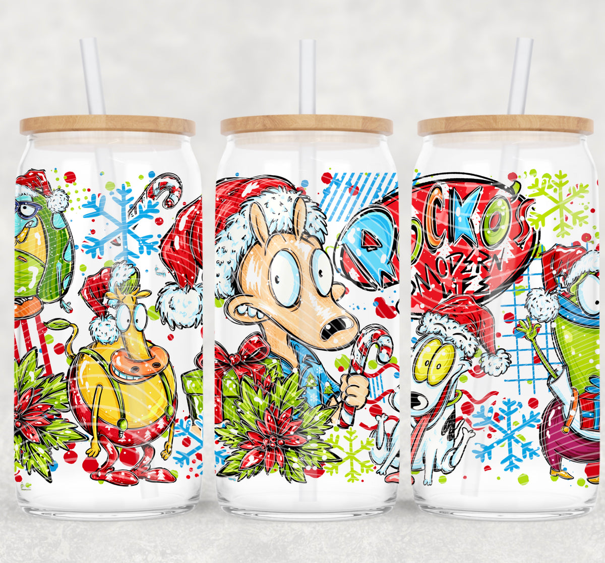 Rocko 90’s Christmas 16 oz Glass Wrap