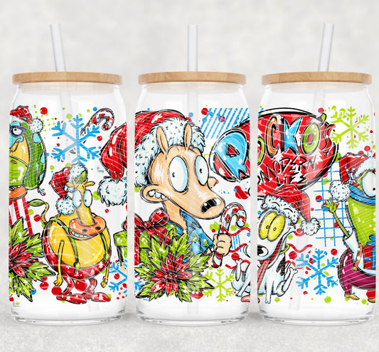 Rocko 90’s Christmas 16 oz Glass Wrap