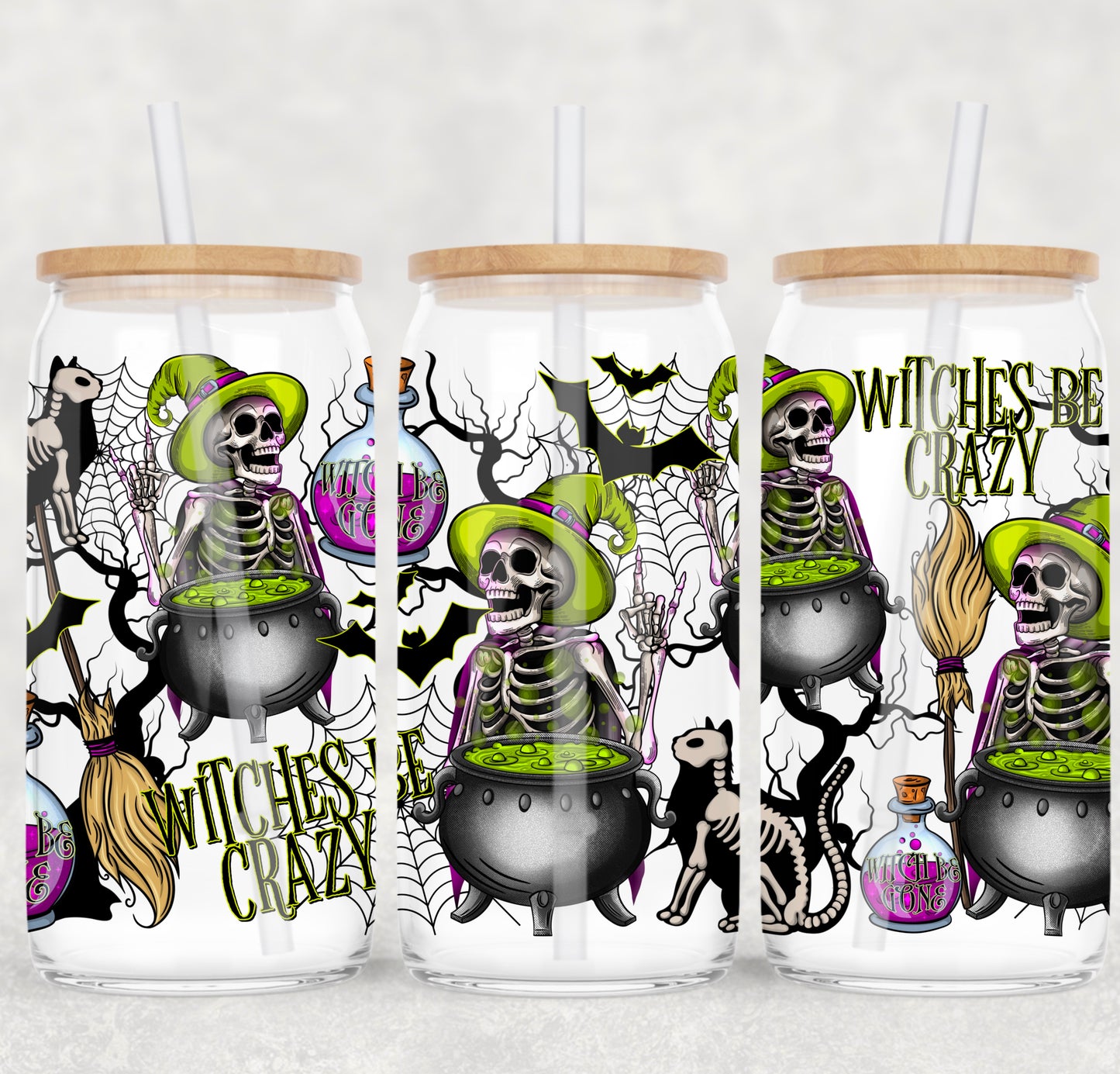 Witches Be Crazy 16 oz Glass Can Wrap