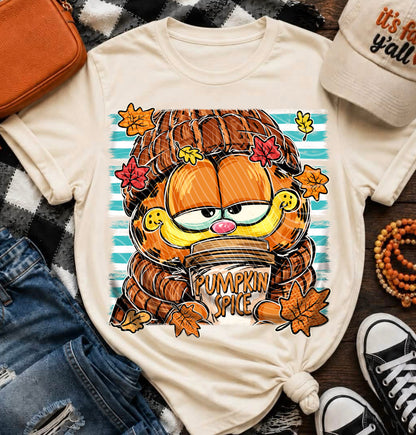 Pumpkin Spice Garfield DTF Print