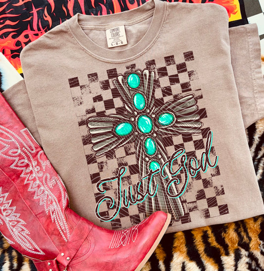 Just God (Checkered Design) DTF Print