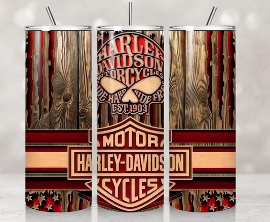 Red Harley Wood Engrave Style