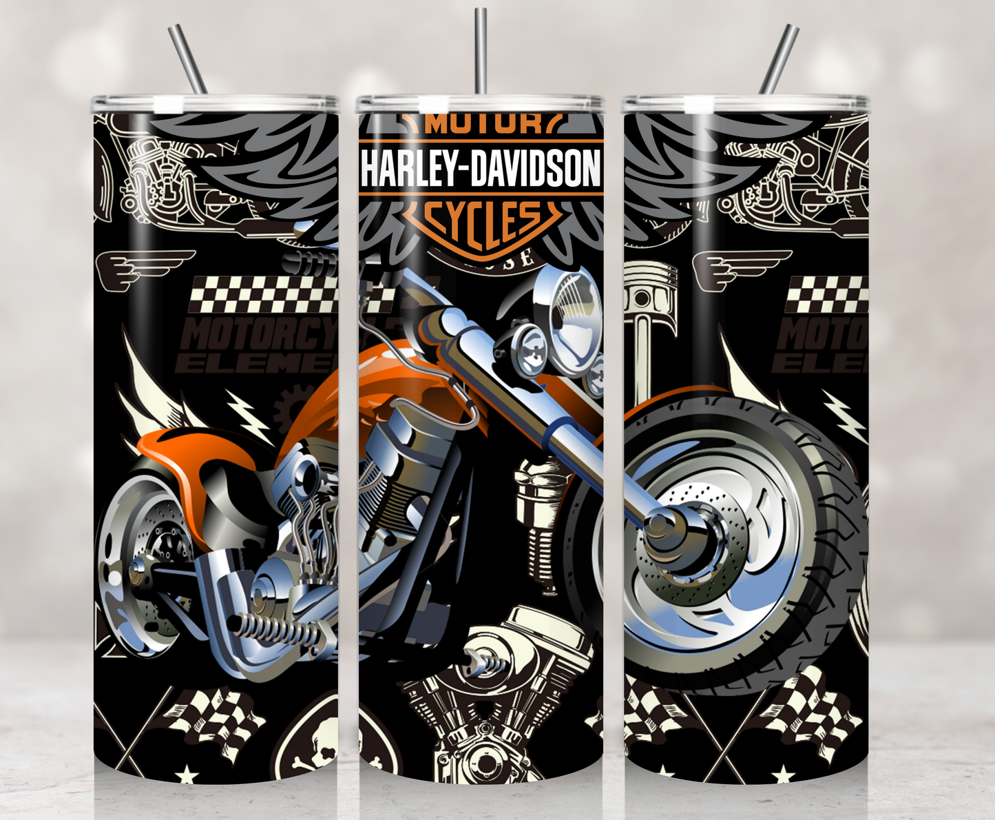 Harley Orange Motorcycle Profile