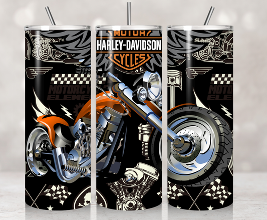 Harley Orange Motorcycle Profile