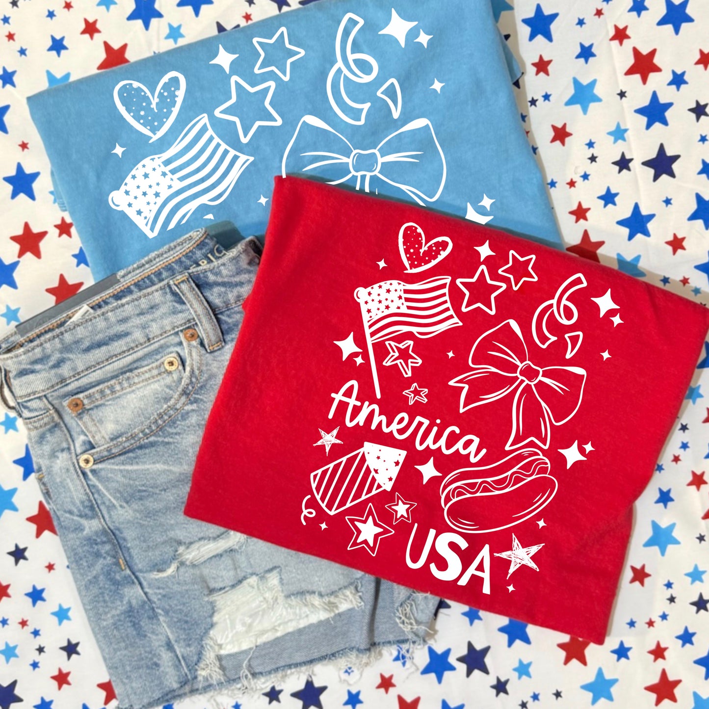 America Doodles DTF Print