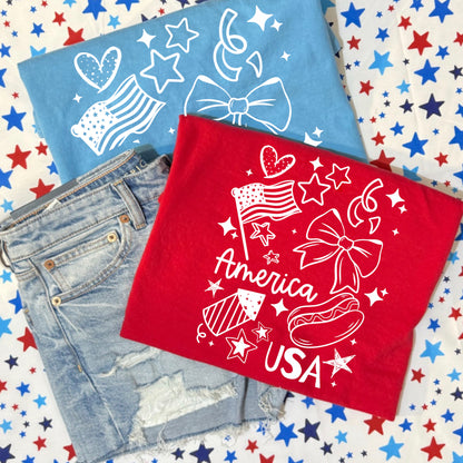 America Doodles DTF Print