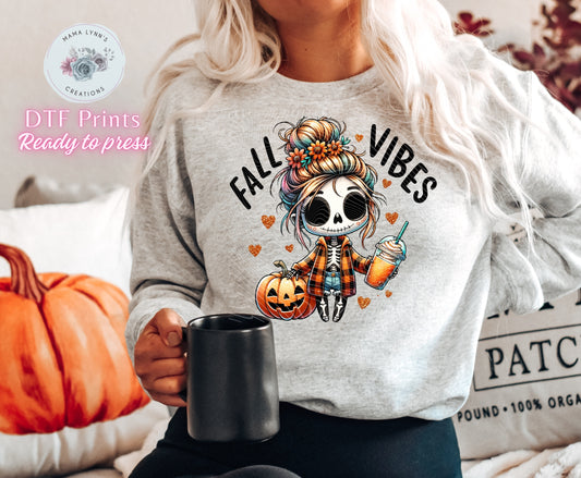 Fall Vibes Girl DTF Print