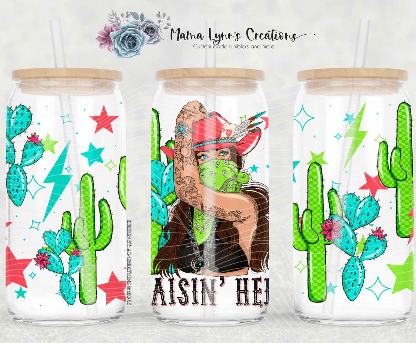 Raising Hell Cactus 16 oz Glass Can Wrap