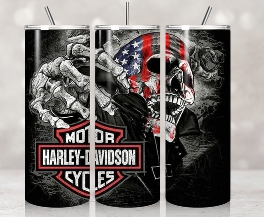 H Davidson Skull Flag Style