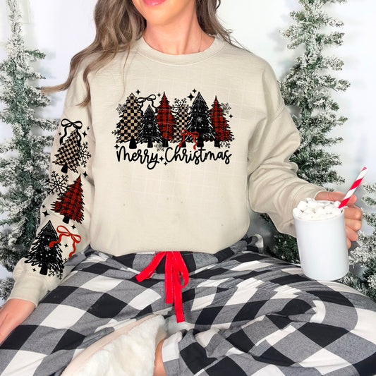 Plaid Trees Merry Christmas DTF Prints