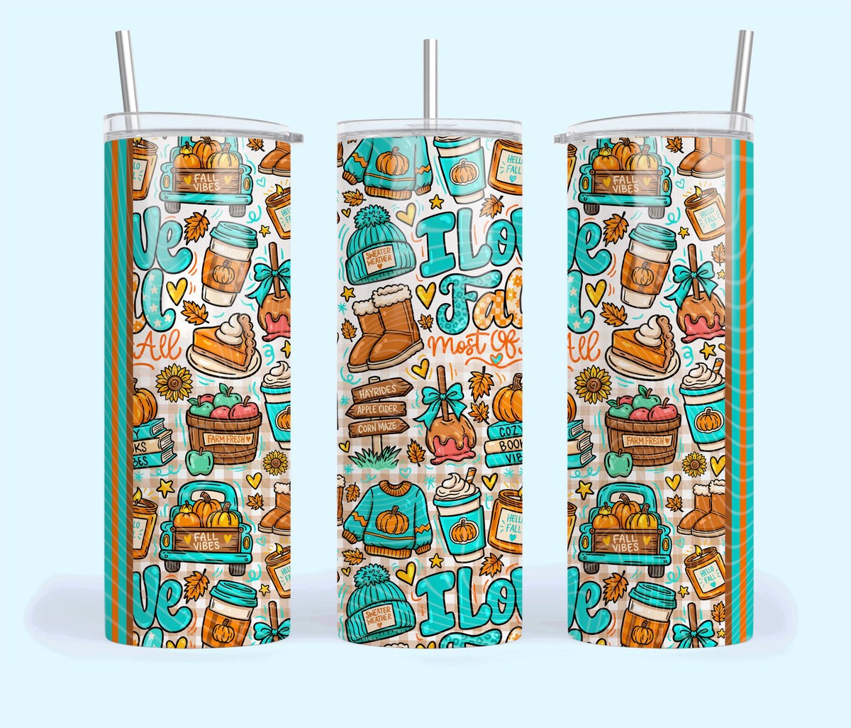 I Love Fall Most Of All Doodle Tumbler Wrap
