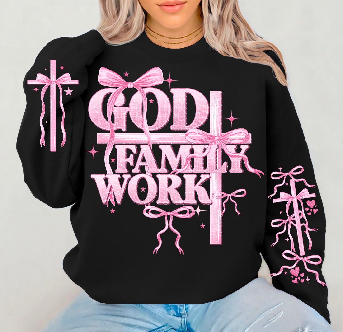 God Family Work Pink Style DTF Print