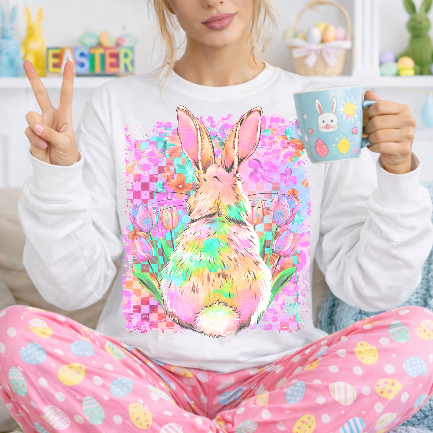 Watercolor Bunny Back DTF Prints