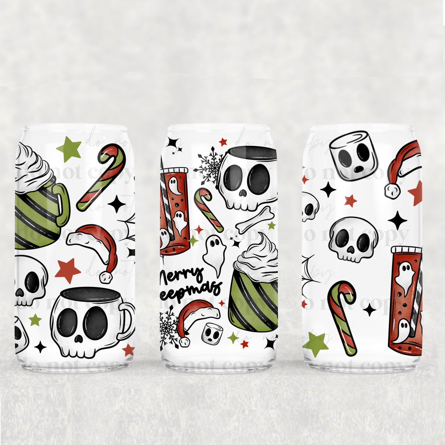 Merry Creepmas 16 oz Glass Wraps