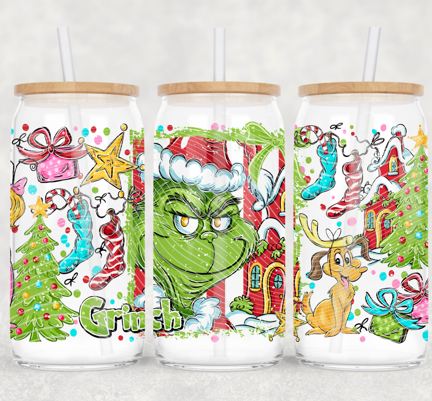 Grinch 16 oz Glass Wrap