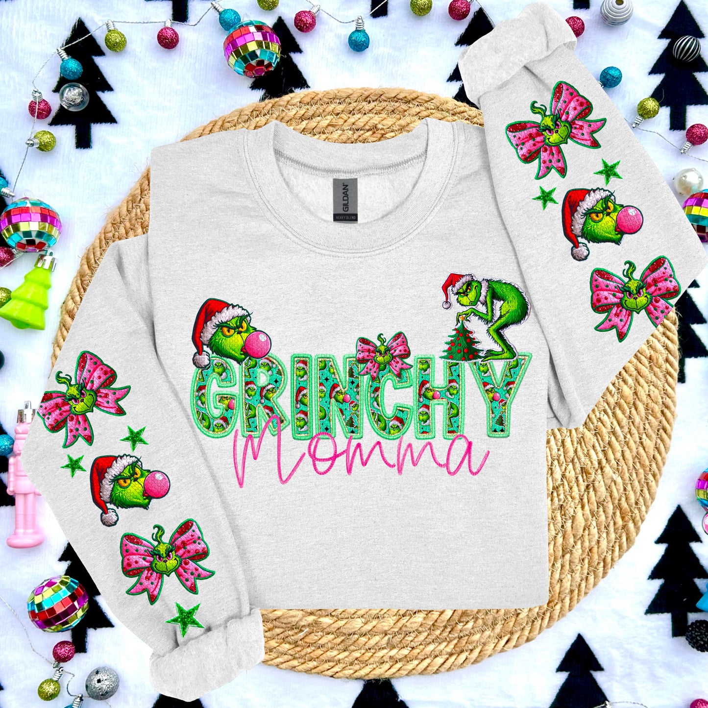 Grinchy Collection Faux Embroidery DTF Print