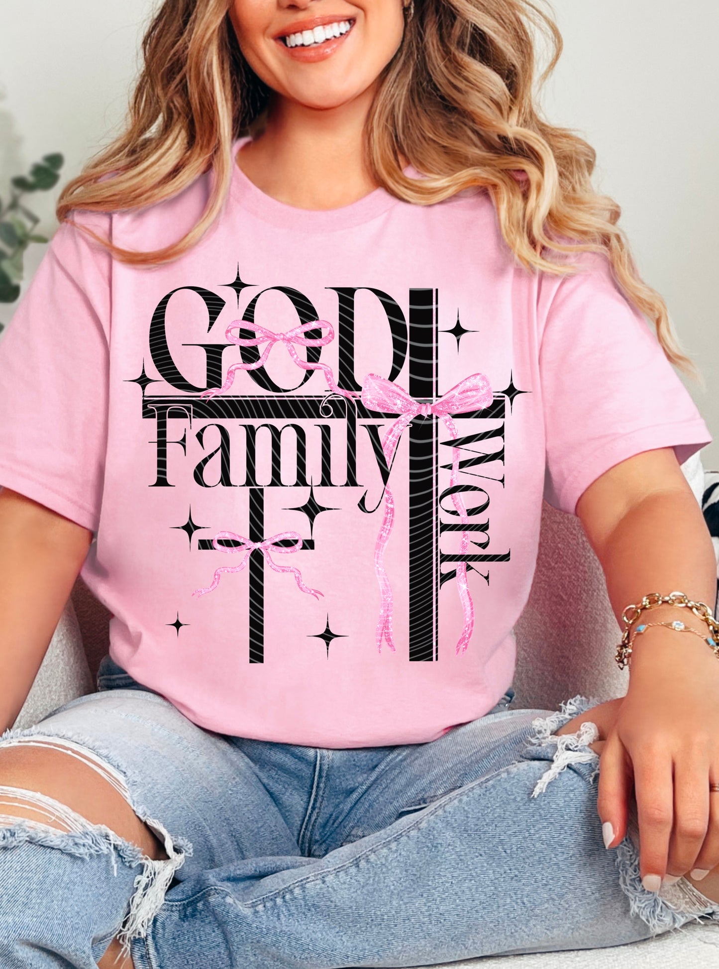 God Family Work Black Style DTF Print