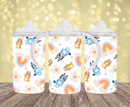 Boho Blue Dog Family Kids Tumbler Wrap