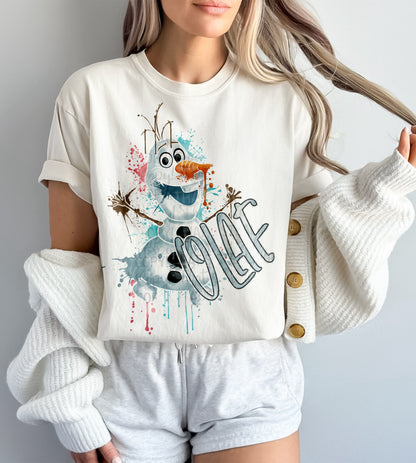 Paint Splatter Olaf DTF Print