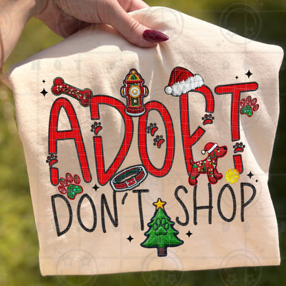 Adopt Don’t Shop Faux Embroidery DTF Print