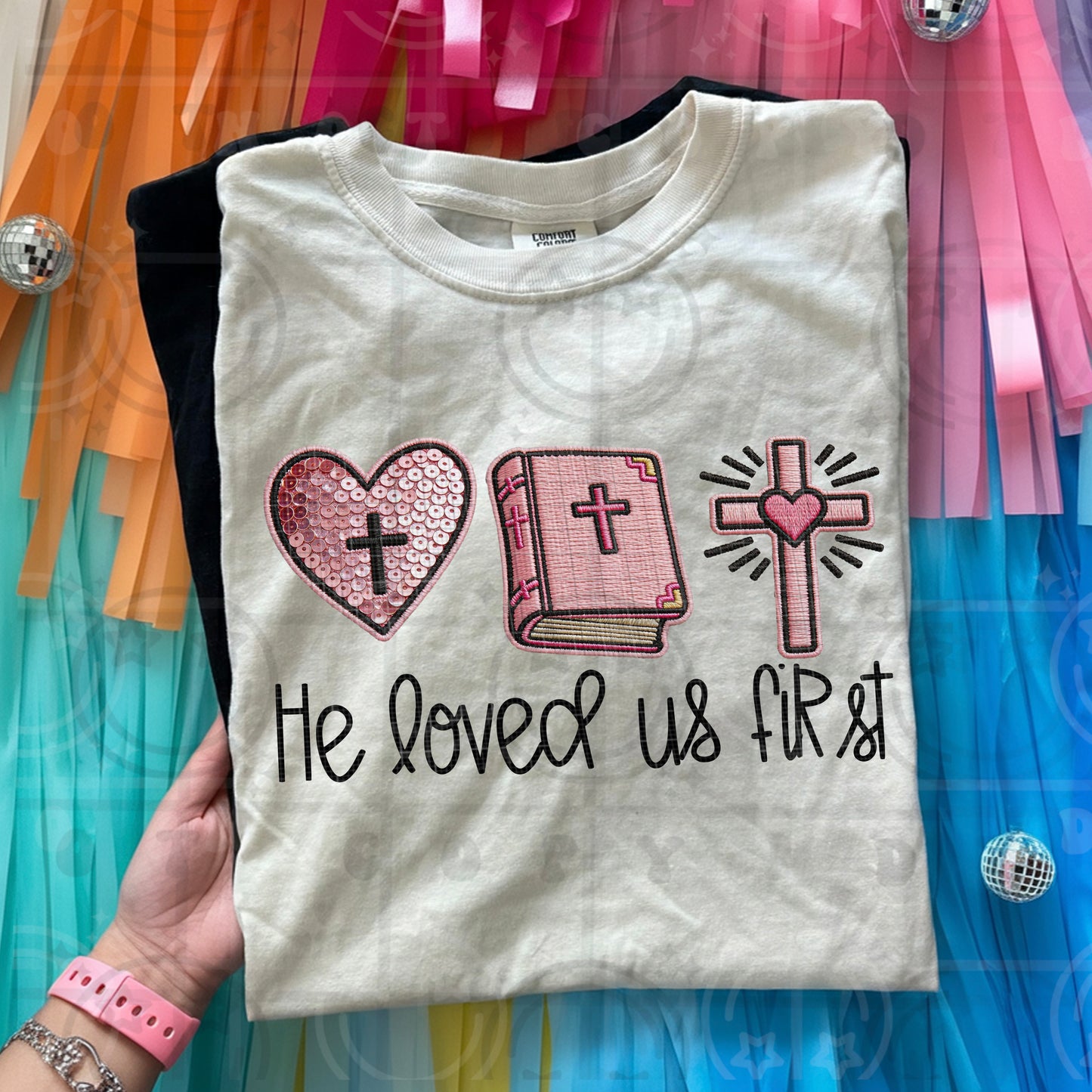 He Loved Us First (Faux Embroidery) DTF Prints