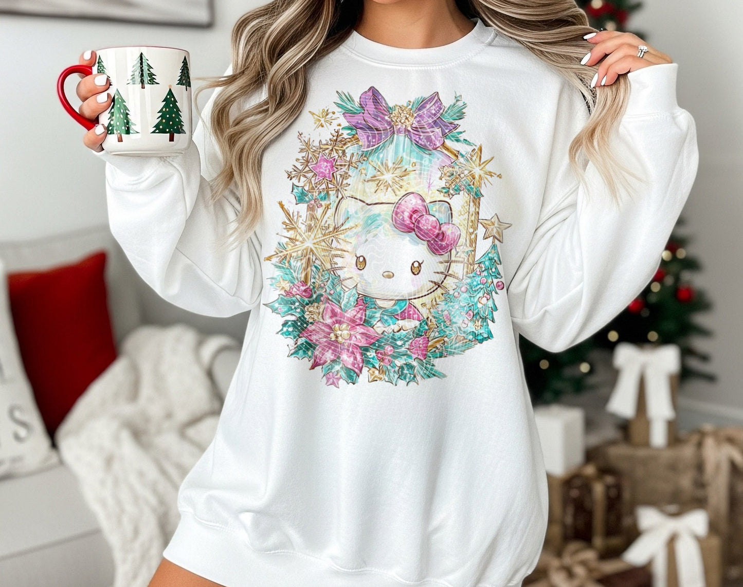 Christmas Kawaii Kitty DTF Print
