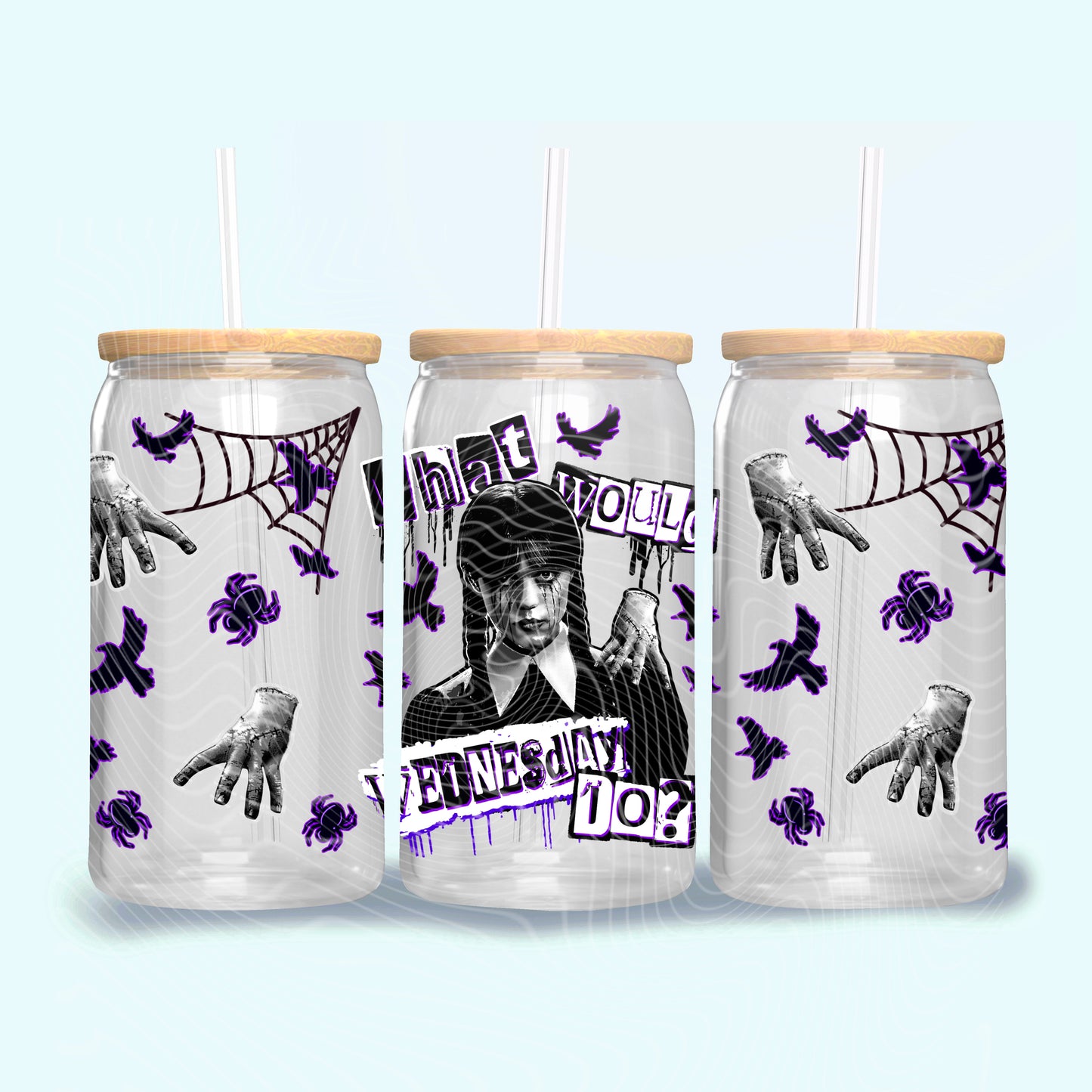 What Would Wednesday Do (Purple Style) 16 oz Glass Wraps